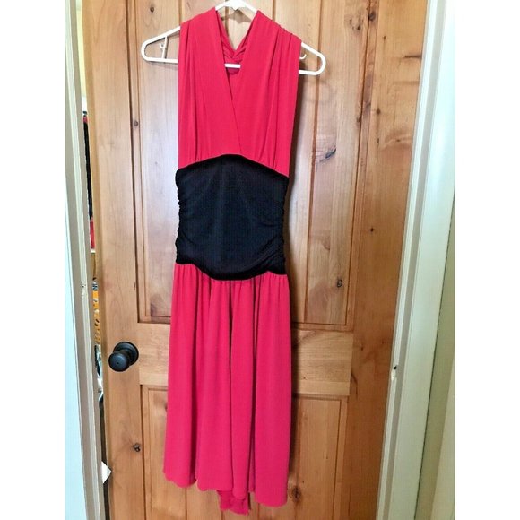 Falchi Chi Women's Size 6 Pink Ruched Pleated Halter Dress Marilyn Monroe Style